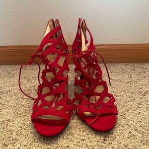 Red Lace-Up Heels